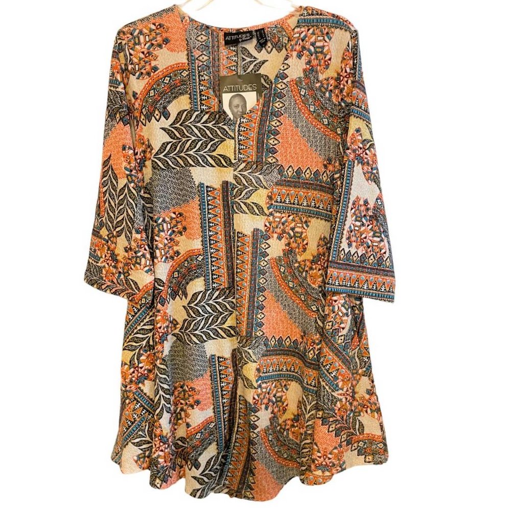 Attitudes by Renee Global Illusions Regular Puma Knit Tunic SMALL (1001)